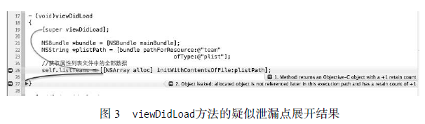 viewDidLoad方法的疑似泄漏點(diǎn)展開(kāi)結(jié)果